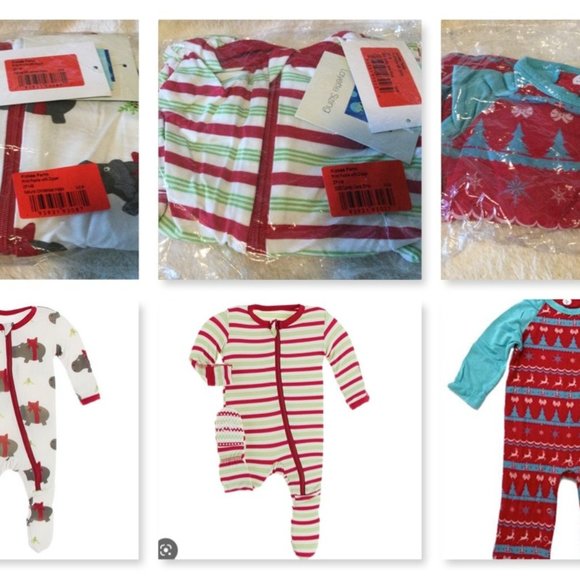KICKEE PANTS Sleepers Footies & Romper CHRISTMAS BABY BUNDLE Unisex Size 0-3 mo. - Picture 1 of 9